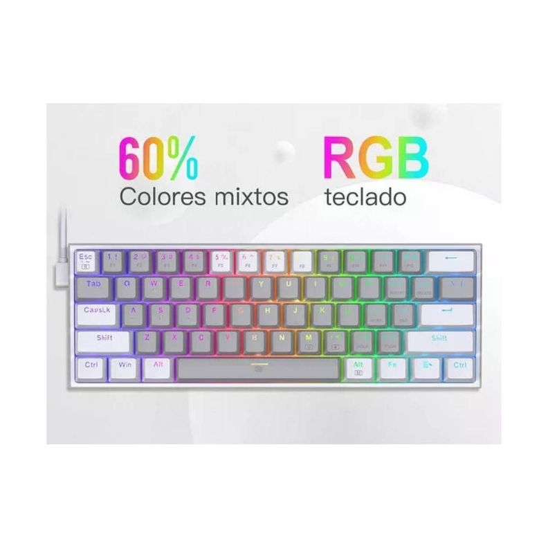 Teclado Redragon Fizz RGB Grey/White - K617-RGB-3