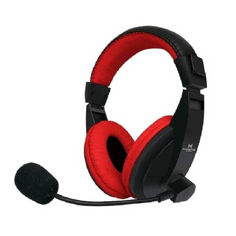 Audifonos Gamer Monster Games Loud Rojo Jack 35mm-0