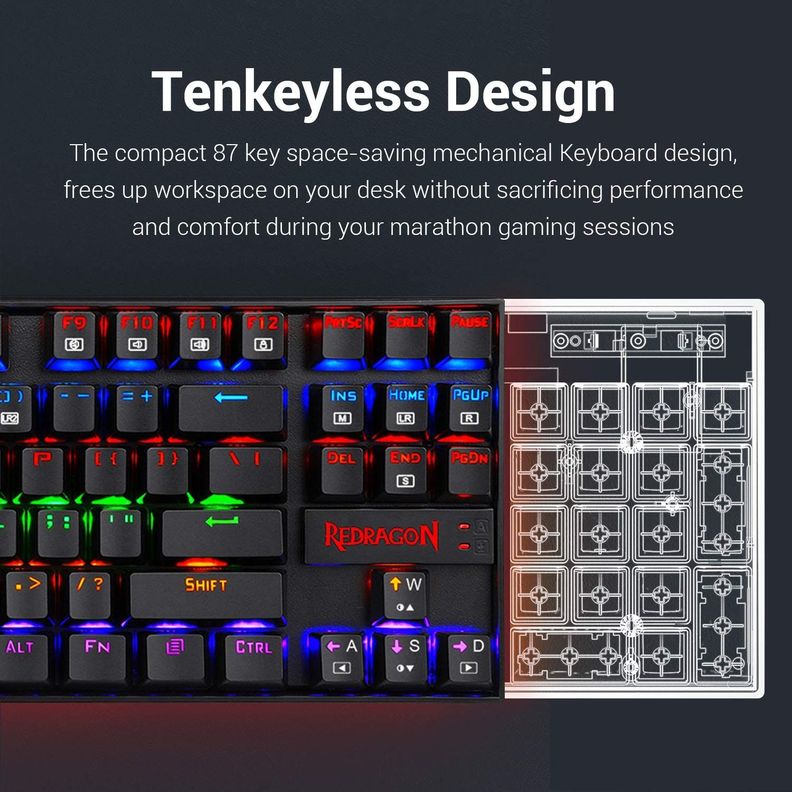 Teclado Gamer Redragon Kumara k552 RGB Sw Red Español-4