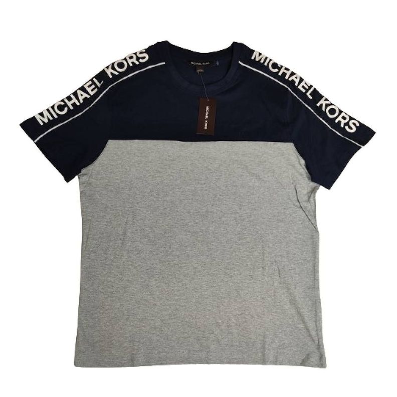 Polera MK Azul Marino/gris Cuello Redoondo Talla L-0