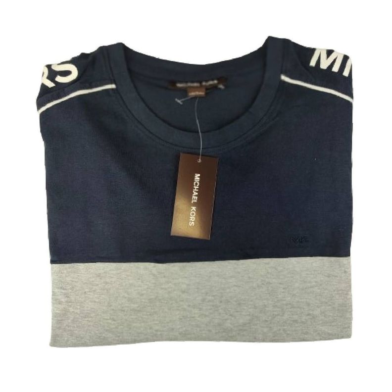 Polera MK Azul Marino/gris Cuello Redoondo Talla L-2