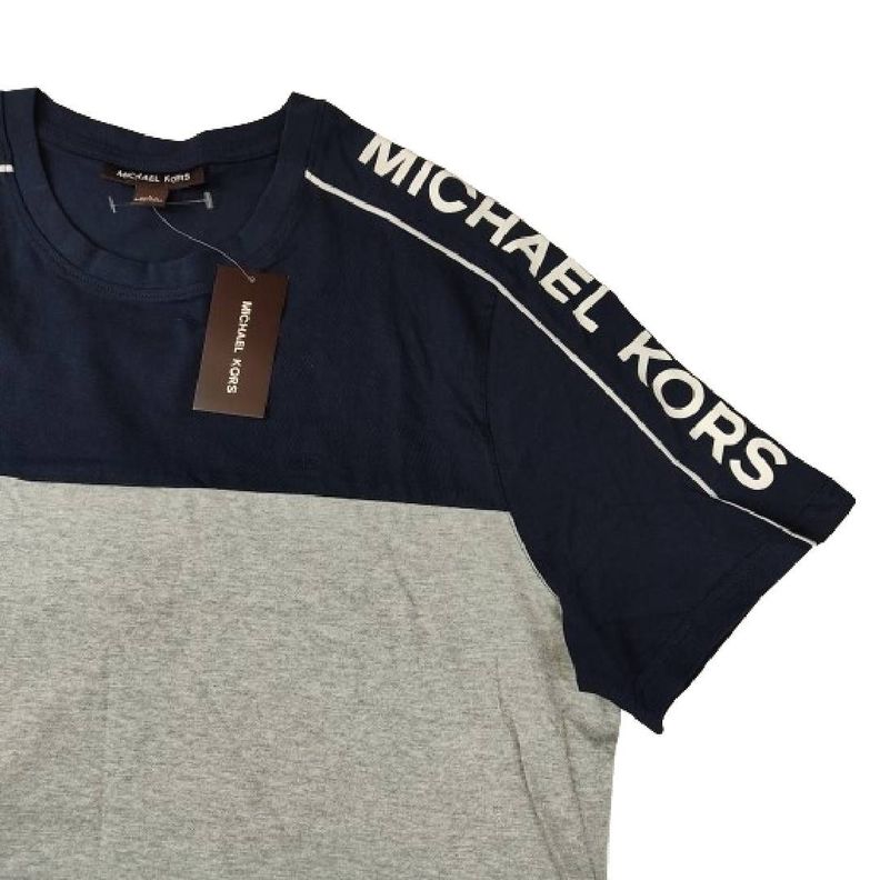 Polera MK Azul Marino/gris Cuello Redoondo Talla L-3