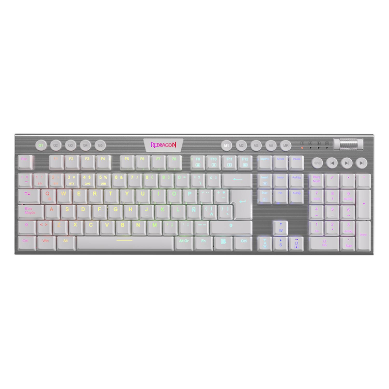 Teclado Mecánico Redragon Horus FS K618SP Blanco Inalambrico-0
