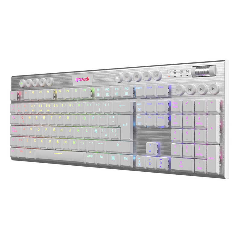 Teclado Mecánico Redragon Horus FS K618SP Blanco Inalambrico-2