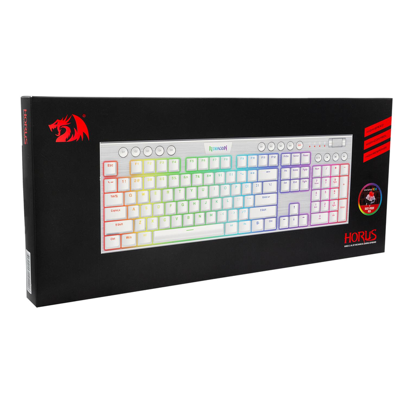 Teclado Mecánico Redragon Horus FS K618SP Blanco Inalambrico-3