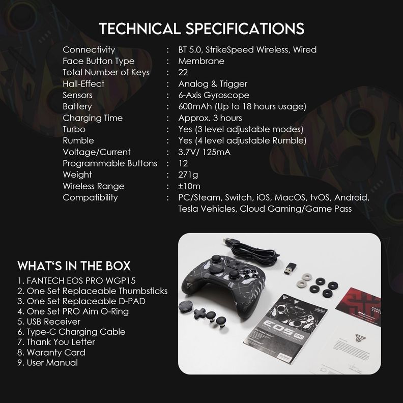 Control Inalambrico Fantech EOS PRO Solaris WGP15-8