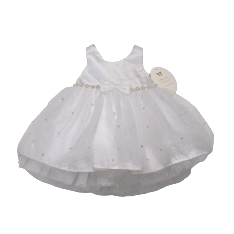 Vestido Niña American Princess Blanco Tul y Perlas 18 meses-0