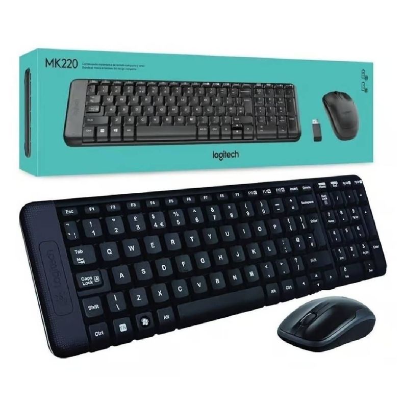 Kit Teclado y Mouse Logitech MK220 Inalambrico Negro-0