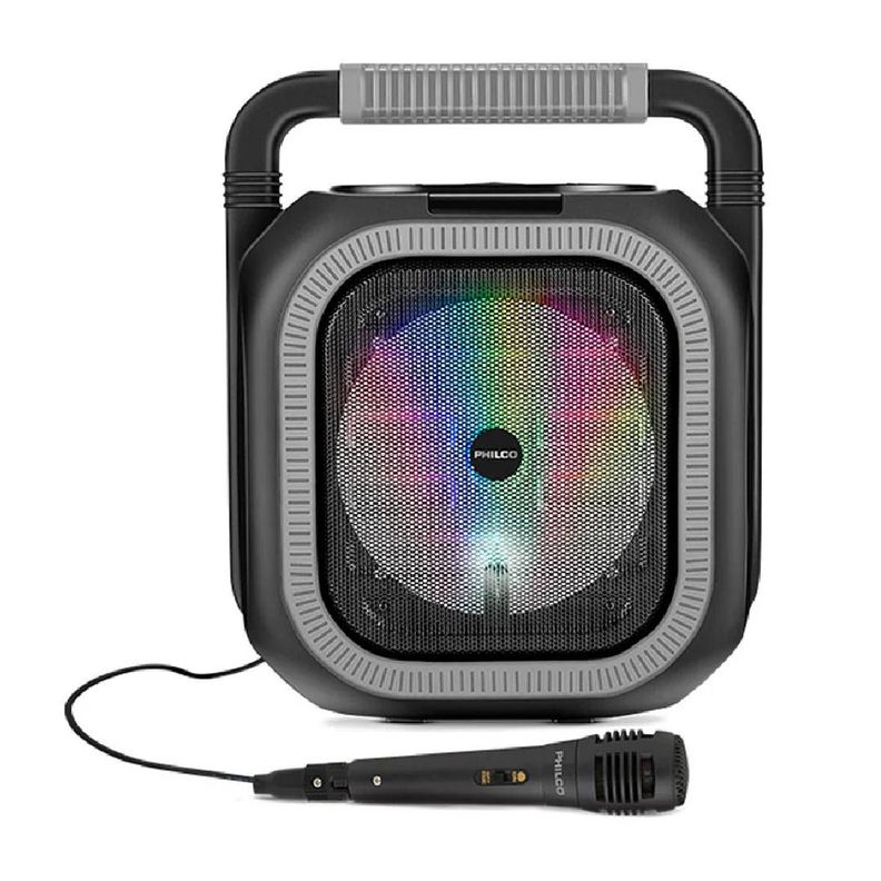 Parlante de Karaoke Philco 765, 6.5 TWS, Luces RGB, Gris-0