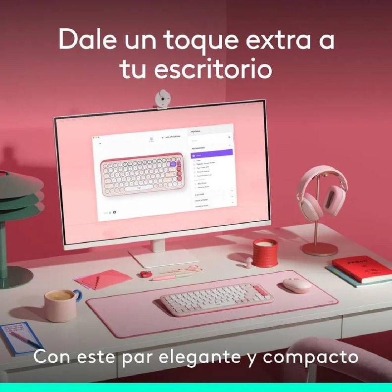 Teclado Logitech POP Icon Combo Español Rosa-1