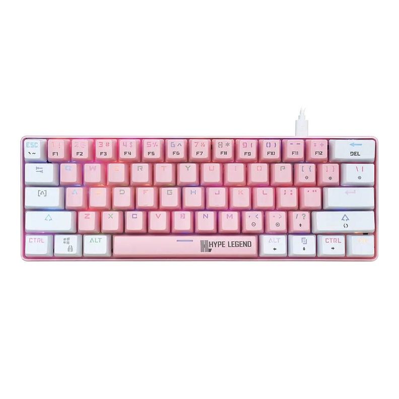 Teclado Gamer Hype Legend Rebel Shiro Pinku 60% SW Red RGB-0