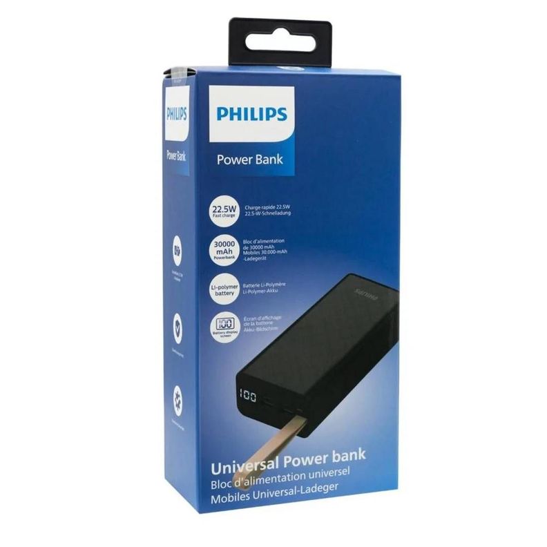Power Bank Philips 30.000 mAh 22.5 Carga Rapida USB-C-1
