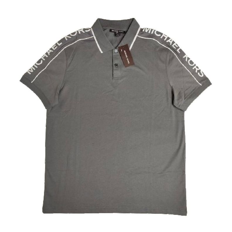 Polera MK Gris Claro Con Cuello Linea Blanca Talla L-0