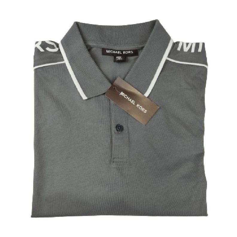 Polera MK Gris Claro Con Cuello Linea Blanca Talla L-2