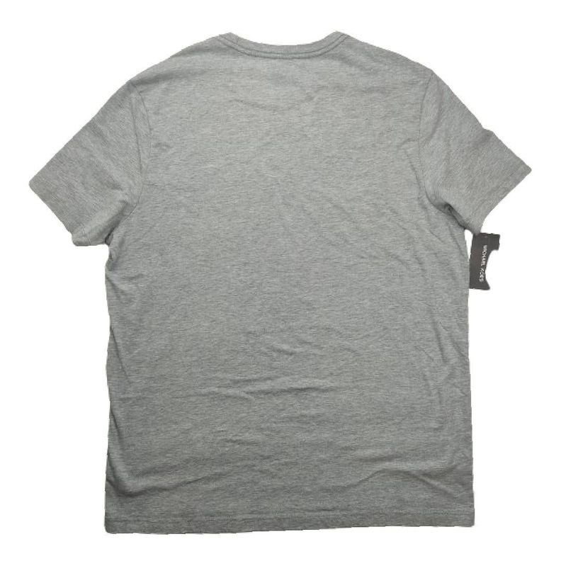 Polera Mk Gris Cuello Redondo Franja Negra/plateada Talla L-1