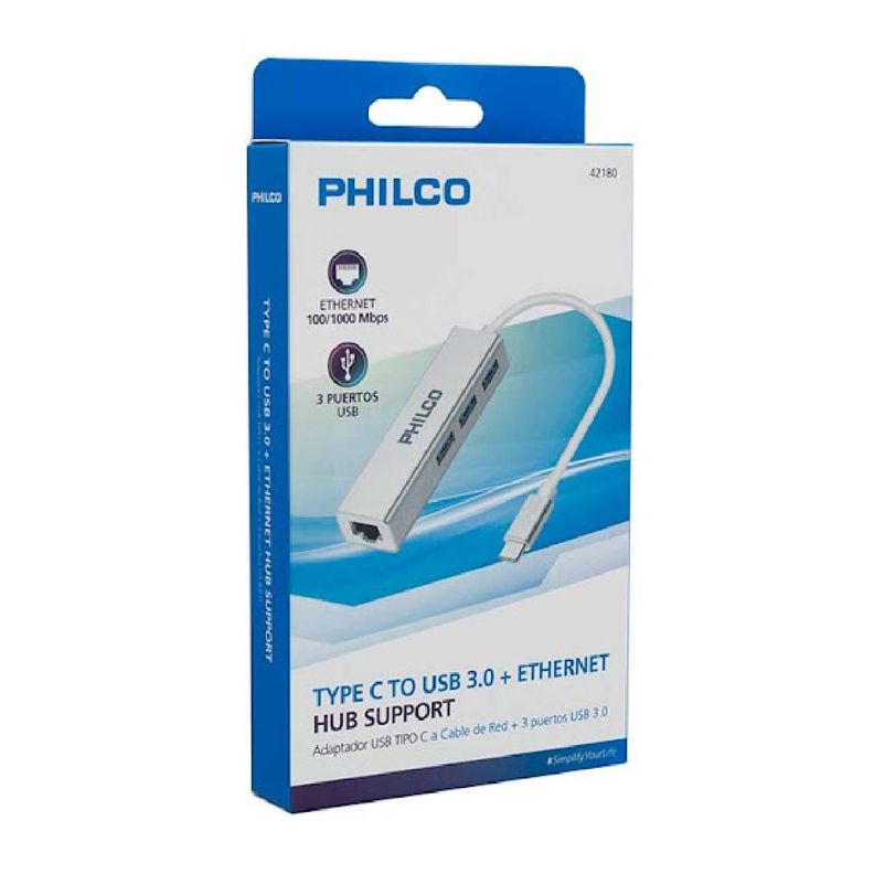 HUB 3 PUERTOS TIPO C A USB 3.0 PHILCO-2