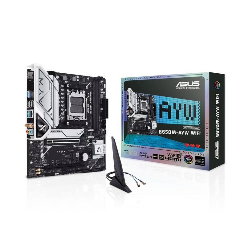 Placa Madre ASUS B650M-AYW WIFI, mATX, AM5 Negro