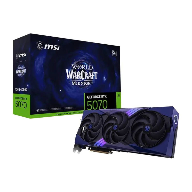 Tarjeta de Video MSI RTX 5070 12G WoW MIDNIGHT VOID EDITION OC