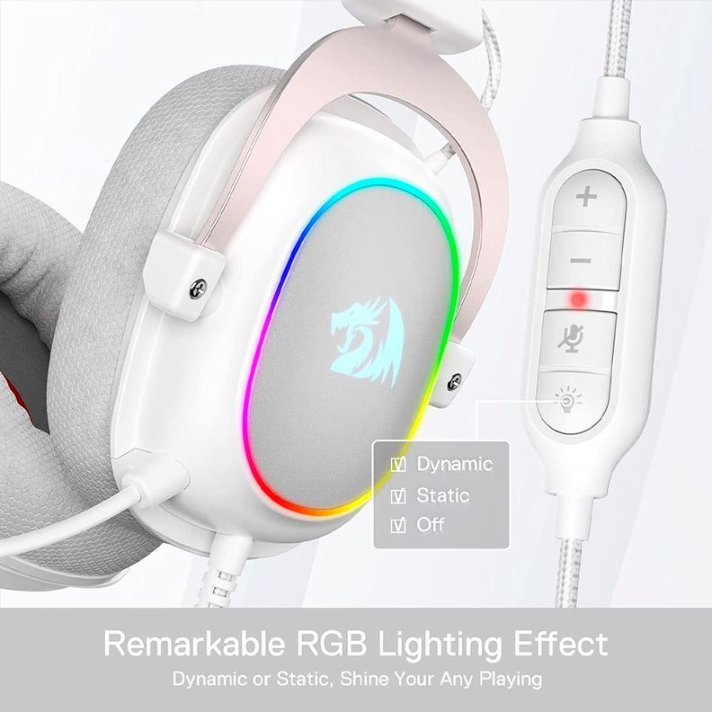 Audifonos Gamer Redragon Zeus H510-X RGB Blancos 7.1 USB-4