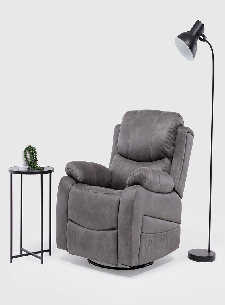 BERGER RECLINABLE PRO GREY CON VIBROMASAJE 8 PUNTOS + CONTROL REMOTO + CALEFACCION + MECEDOR-0