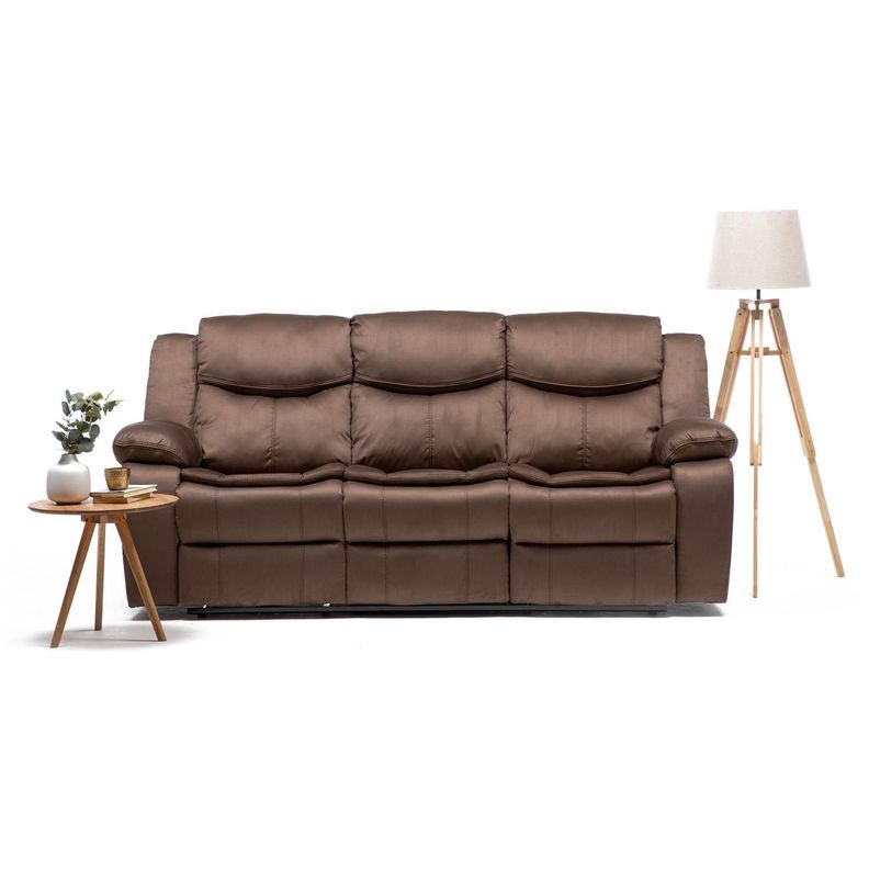 Sillon 3 cuerpos brown reclinable electrico + usb -0