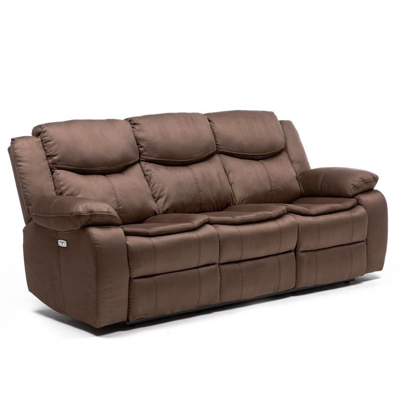 Sillon 3 cuerpos brown reclinable electrico + usb -1