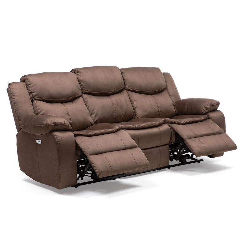 Sillon 3 cuerpos brown reclinable electrico + usb -3
