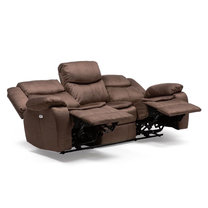 Sillon 3 cuerpos brown reclinable electrico + usb -4