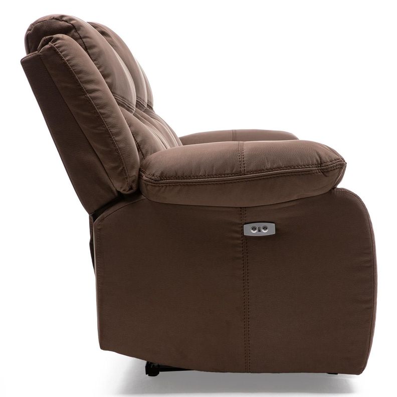 Sillon 3 cuerpos brown reclinable electrico + usb -5