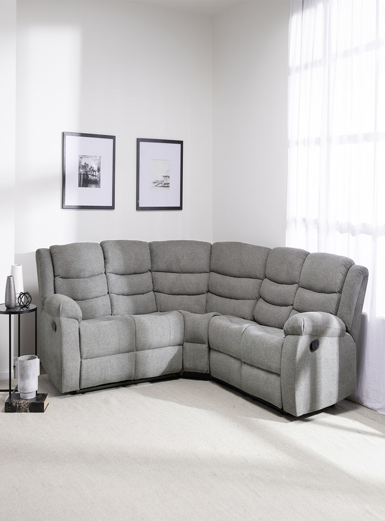 SECCIONAL RECLINABLE CURVO NEW GREY + POSAVASOS DE ALUMINIO-1