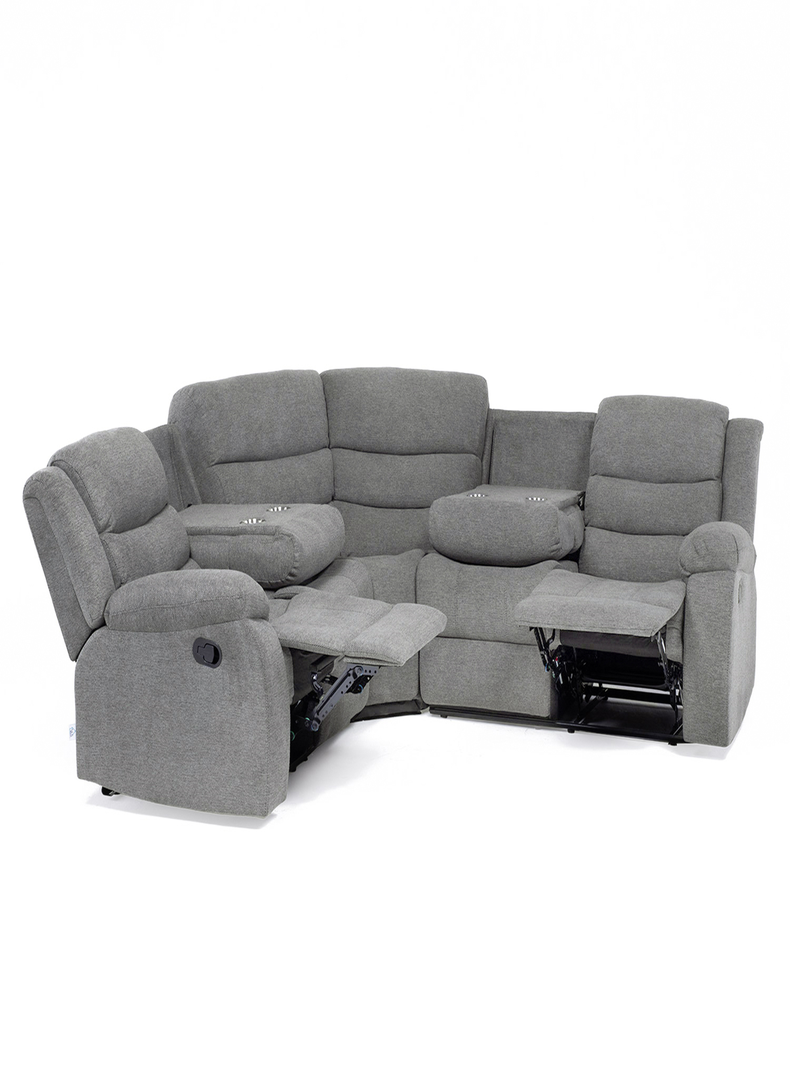 SECCIONAL RECLINABLE CURVO NEW GREY + POSAVASOS DE ALUMINIO-3