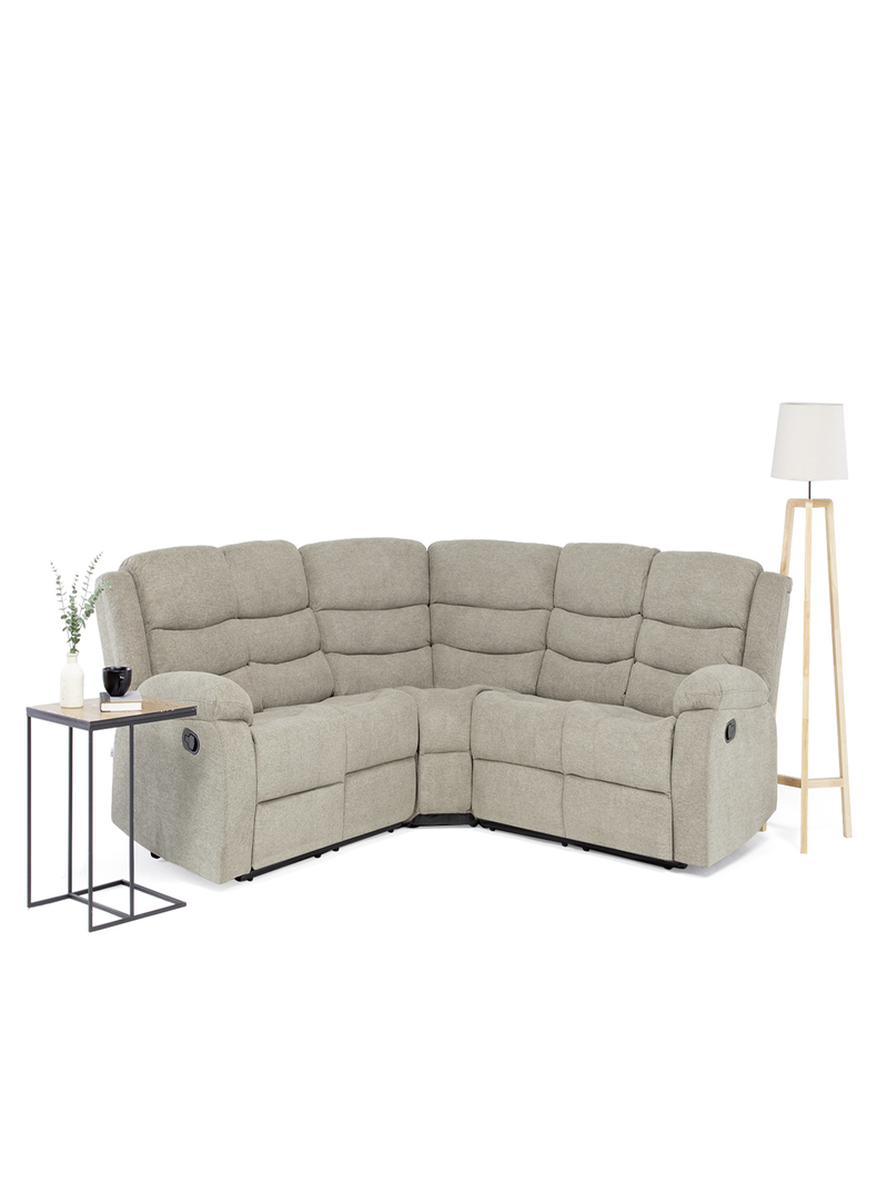 SECCIONAL RECLINABLE CURVO NEW BEIGE + POSAVASOS DE ALUMINIO-0