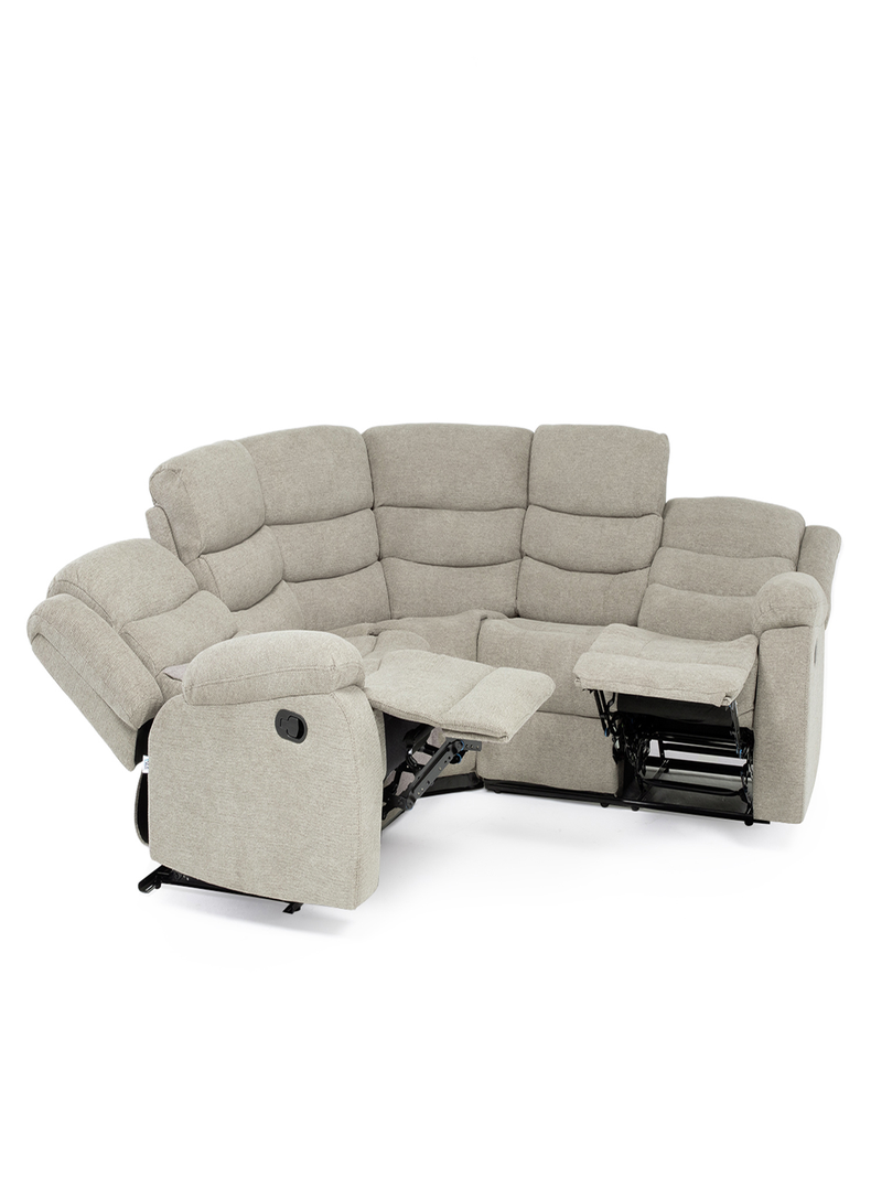 SECCIONAL RECLINABLE CURVO NEW BEIGE + POSAVASOS DE ALUMINIO-3