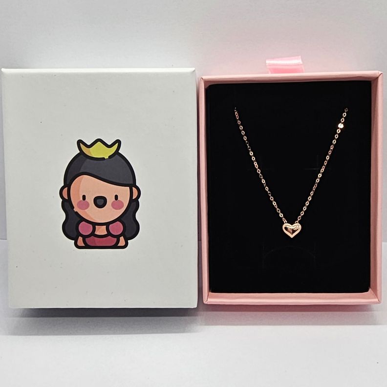 CADENA ESLABONES ORO ROSADO 18K COLGANTE CORAZÓN CON DIAMANTE 1P-4