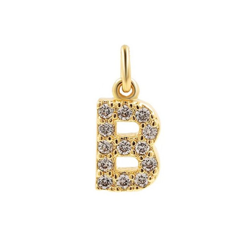Collar Baño Oro 18k Letra Inicial B Brillitos Tejido Dragón-1