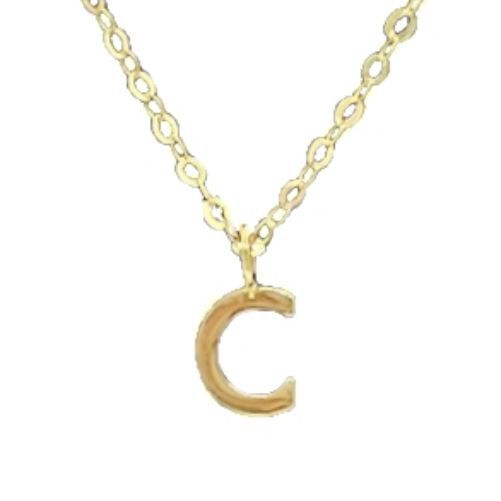 Cadena Eslabones Oro Amarillo 18k Colgante Letra Inicial C 18k-0