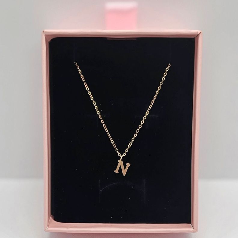 CADENA ESLABONES ORO 18K COLGANTE LETRA INICIAL N 18K-1