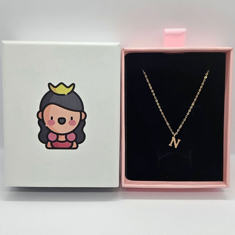 CADENA ESLABONES ORO 18K COLGANTE LETRA INICIAL N 18K-2