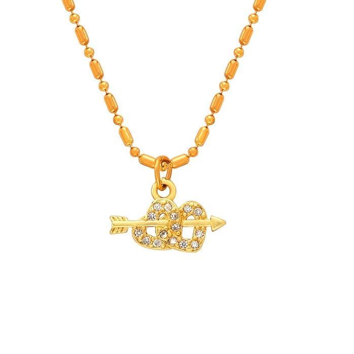 Collar Bano Oro 18k Mostacillas Corazones Flecha Dorado