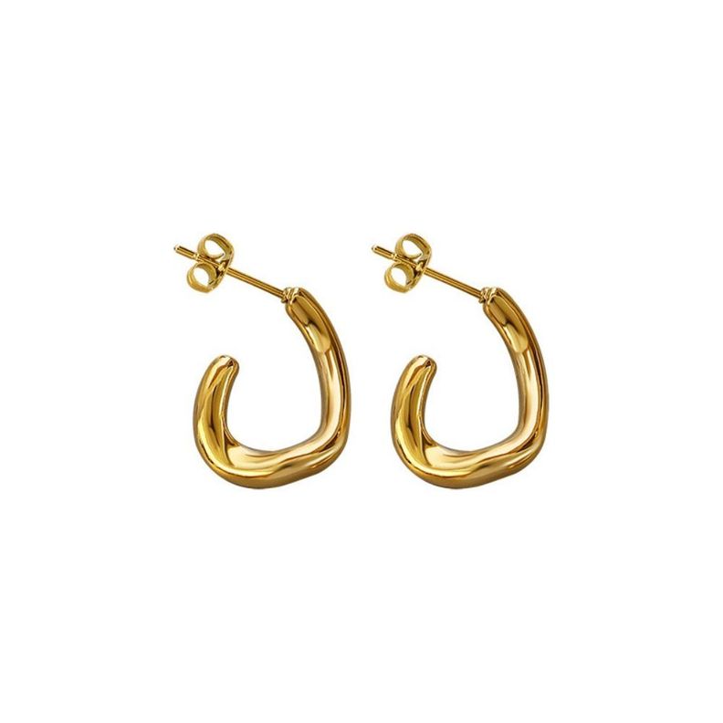 Aros Bano Oro 18k Pegados C Gancho  Dorado