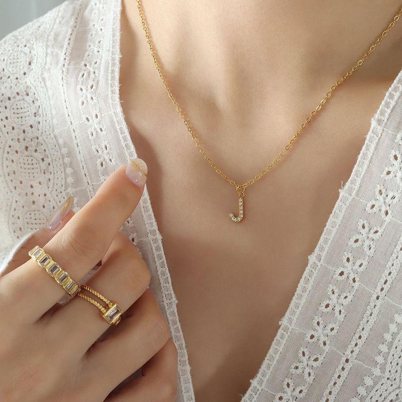 Collar Baño Oro 18k Letra Inicial Brillitos K-3