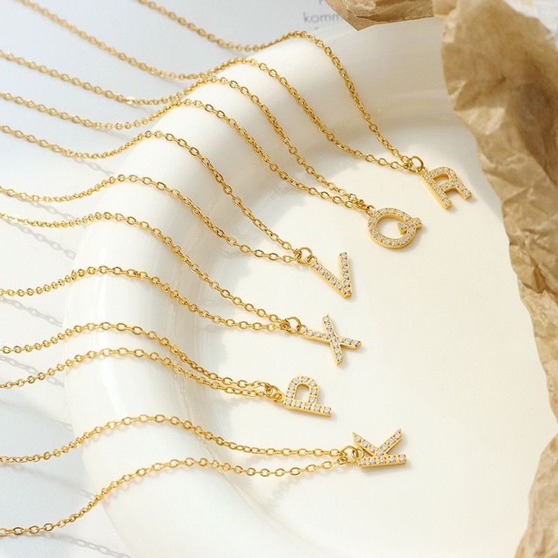 Collar Baño Oro 18k Letra Inicial Brillitos K-4