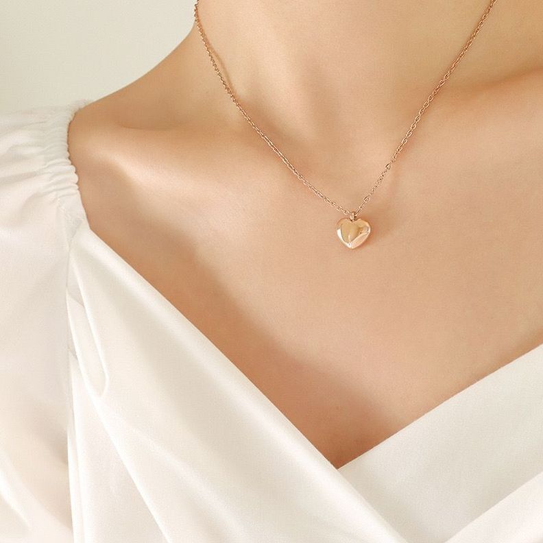 Collar Baño Oro Rosado 18k Corazón Liso-1