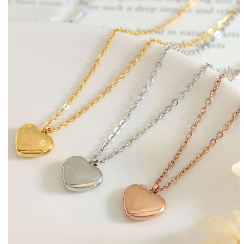 Collar Baño Oro Rosado 18k Corazón Liso-2