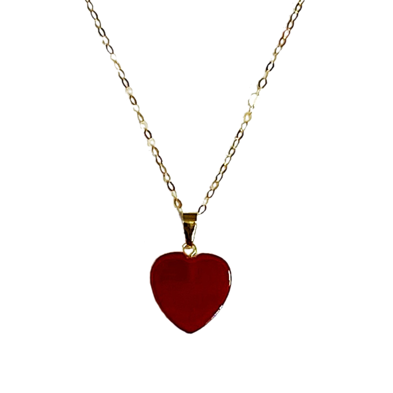 CADENA ESLABONES ORO AMARILLO 18K COLGANTE CORAZÓN ÁGATA L-0