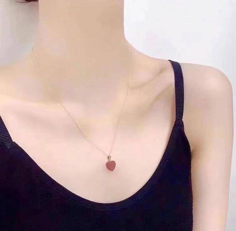 CADENA ESLABONES ORO AMARILLO 18K COLGANTE CORAZÓN ÁGATA L-3