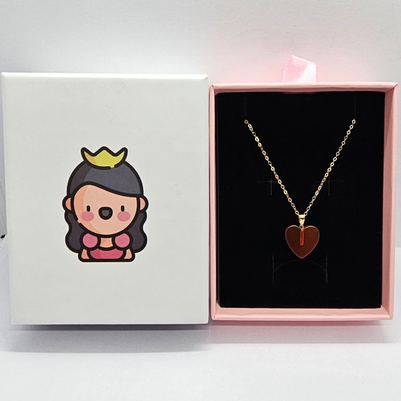 CADENA ESLABONES ORO AMARILLO 18K COLGANTE CORAZÓN ÁGATA L-5