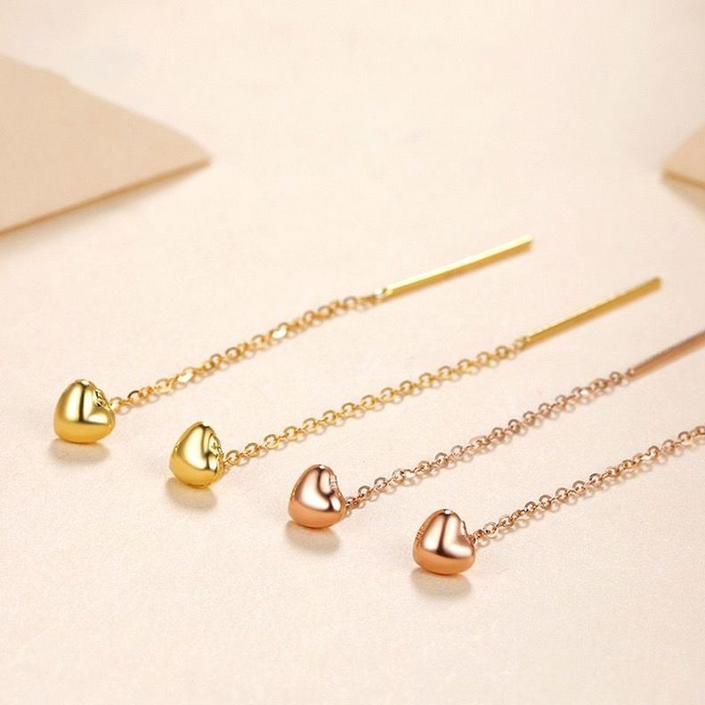 AROS LARGOS CADENA CORAZÓN 3D ORO AMARILLO 18K-2
