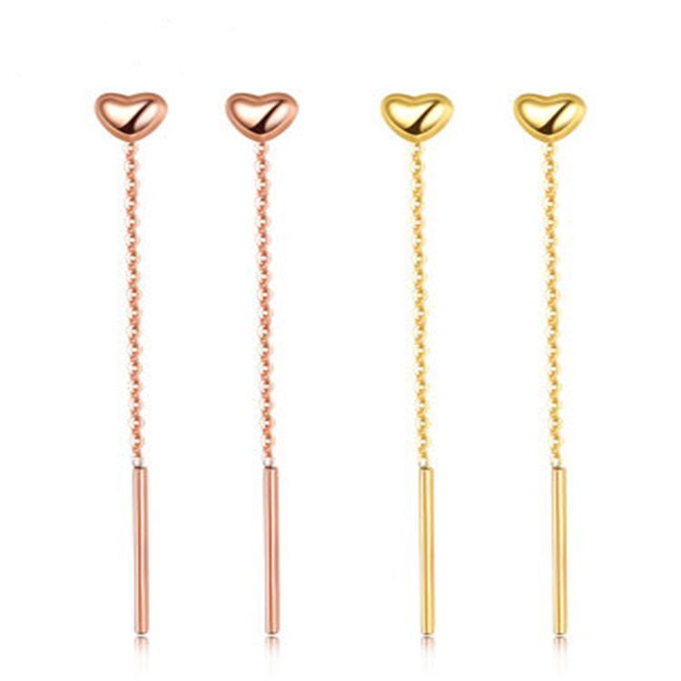 AROS LARGOS CADENA CORAZÓN 3D ORO AMARILLO 18K-3