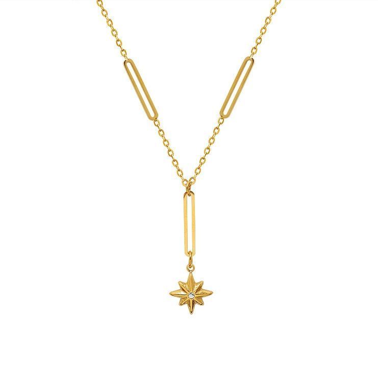 Collar Bano Oro 18k Diseno X2 Estrella Madi Dorado
